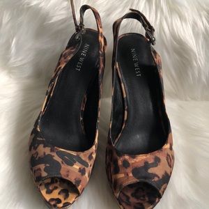 Nine West Animal Print Sling Back Stilettos